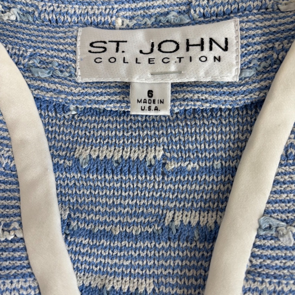 St. John Collection Blue and White Knit Jacket